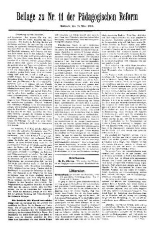 Aus Hamburg : (Fortsetzung aus dem Hauptblatt) ; Beilage zu Nr. 11 der Pädagogischen Reform