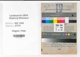 Entnazifizierung Peter Wagner , geb. 12.07.1887 (Bahnobersekretaer)
