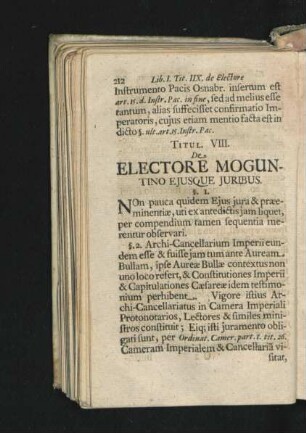 Titul. VIII. De Electore Moguntino Eiusque Iuribus.