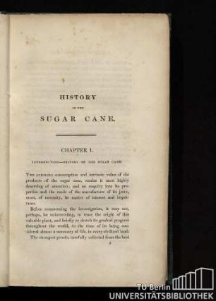 Chapter I. Introduction - History of the sugar cane