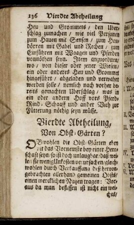 Vierdte Abtheilung. Von Obst- Gärten?
