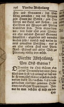 Vierdte Abtheilung. Von Obst- Gärten?