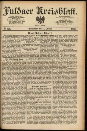Erste Ausgabe vom Samstag, den 14. Oktober 1899.