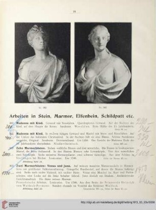 Arbeiten in Stein, Marmor, Elfenbein, Schildplatt, etc. (Nr. 360-382)