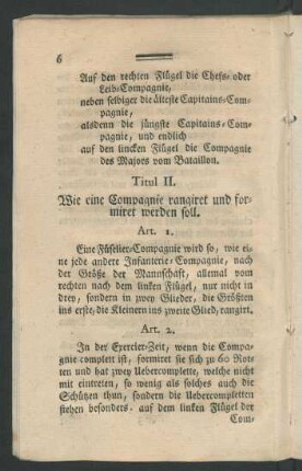 Titul II. Wie eine Compagnie rangiret und formiret werden soll