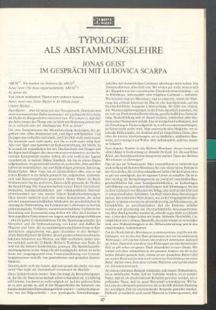 Typologie als Abstammungslehre. Jonas Geist im Gespräch mit Ludovica Scarpa