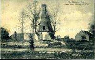 Soldat vor einer Ruine