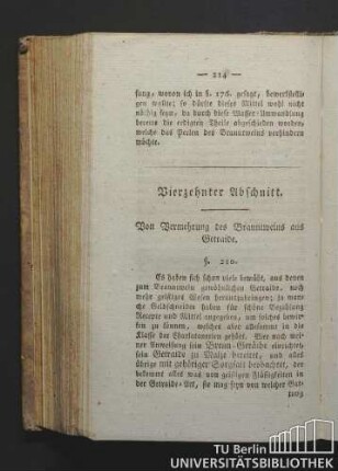 Vierzehnter Abschnitt. Von Vermehrung des Branntweins aus Getraide.