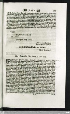 N.123. Chur-Maintzischer Lehen-Brieff de Anno 1714