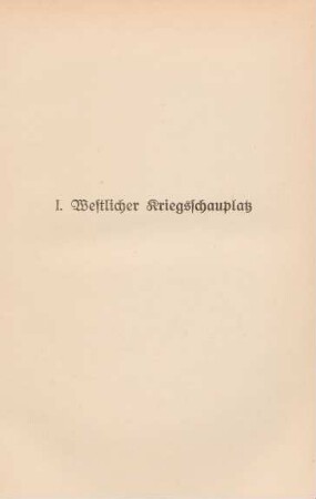 I. Westlicher Kriegsschauplatz