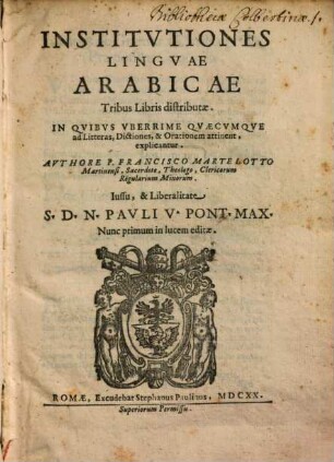 Institutiones linguae arabicae