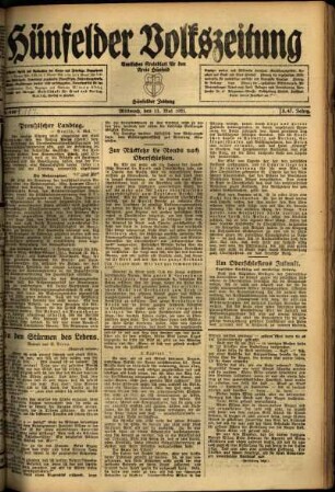 Ausgabe vom Mittwoch, den 11. Mai 1921.
