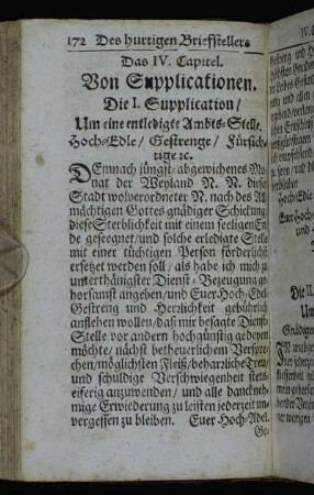 Das IV. Capitel. Von Supplicationen.