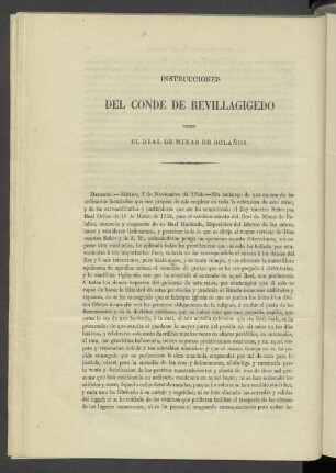 Instrucciones Del Conde De Revillagigedo Sobre El Real De Minas De Bolanos