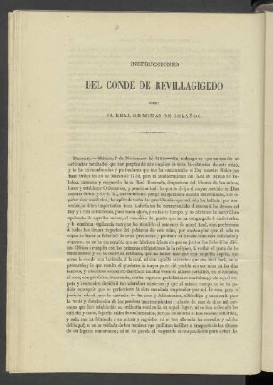 Instrucciones Del Conde De Revillagigedo Sobre El Real De Minas De Bolanos