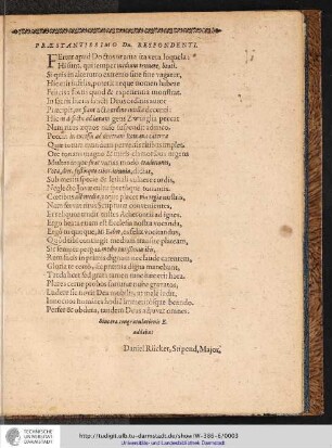 PRAESTANTISSIMO Dn. RESPONDENTI.