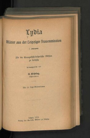 7.1913: Lydia : Bl. aus d. Leipziger Frauenmission