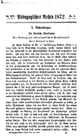 Der Kantische Idealismus : ein Beitrag zur philosophischen Propädeutik