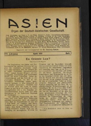 XVI Jahrgang April1919 Heft 7
