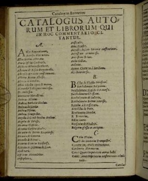 Catalogus Autorum Et Librori, Qui In Hoc Commentario Citantur.