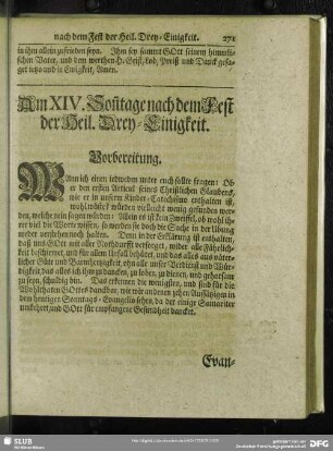 Am XIV. Son[n]tage nach dem Fest der Heil. Drey-Einigkeit
