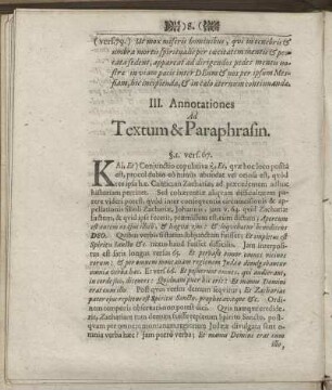 III. Annotationes Ad Textum & Paraphrasin