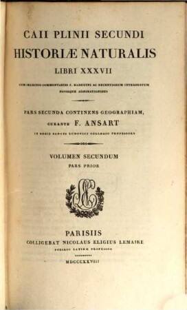 Caii Plinii Secundi Historiae naturalis libri XXXVII. 2,1
