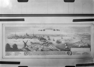 Stralsund: Topographische Ansicht der Stadt, mit Legende und Schilderung der Belagerung