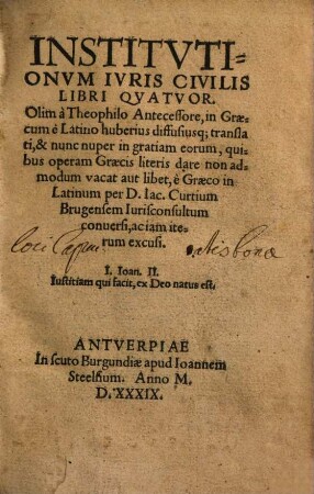 Institvtionvm Ivris Civilis Libri Qvatvor