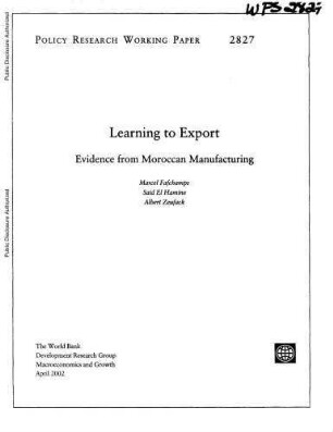 Learning to export - evidence from Moroccan manufacturing