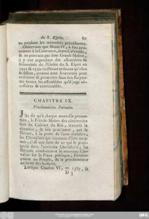 Chapitre IX. Proclamation. Parrains.