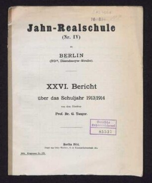 1913/14: Bericht - 1913/14