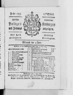 23tes Stück., Ausgabe vom 5. Juni 1793