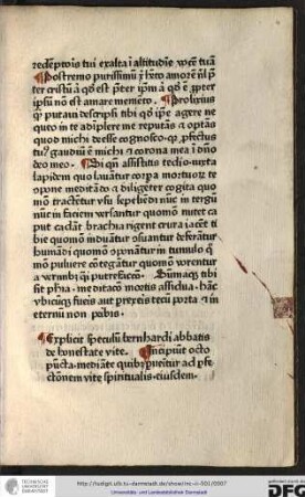 Explicit speculum Bernhardi abbatis de honestate vite. Incipiunt octo puncta mediante quibus pervenitur ad perfectionem vite spiritualis eiusdem.