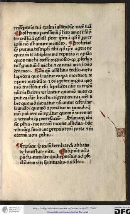 Explicit speculum Bernhardi abbatis de honestate vite. Incipiunt octo puncta mediante quibus pervenitur ad perfectionem vite spiritualis eiusdem.