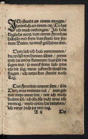JCh stundt an einem morgen/ || heimlich an einem ort/