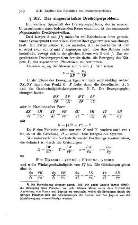 § 162. Das eingeschränkte Dreikörperproblem.