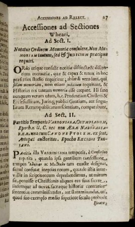 Accessions ad Sections Wheari.