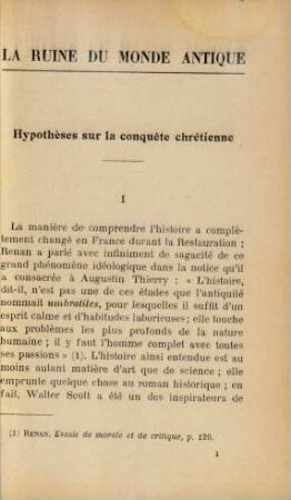 Hypothèses sur la conquete chrétienne