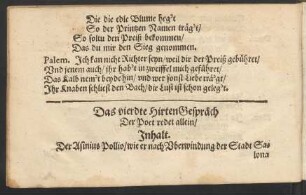 Das vierdte HirtenGespräch Der Poet redet allein/
