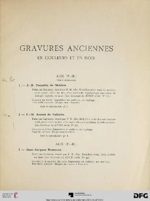 Gravures anciennes (Nr. 1-71) avec planches XIV