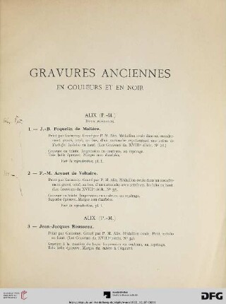 Gravures anciennes (Nr. 1-71) avec planches XIV
