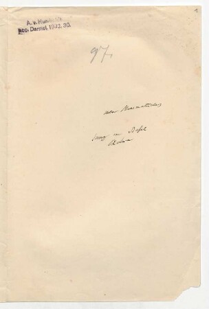Publikationt "Ueber die asiatische Cholera" in einem Umschlag mit Aufschrift von Humboldts Hand "Über Miasmatisches".