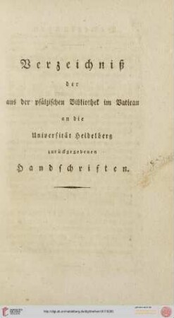II. Verzeichnis der zurückgegebenen Handschriften