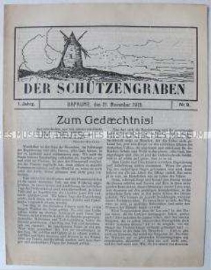 Kriegszeitung "Der Schützengraben" zum Kriegsgeschehen an der Westfront