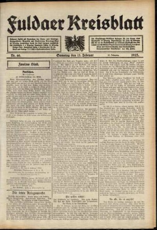 Zweite Ausgabe vom Samstag, den 13. Februar 1915.