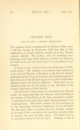 Chapter XXIII. Siam in 1896-7 - recent legislation