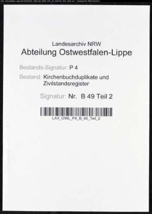 Belege zum Heiratsregister der Munizipalität Castrop (H 1812)