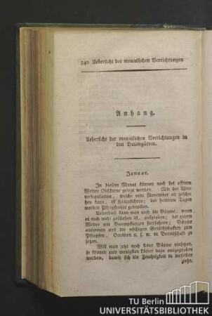 Anhang. Übersicht der monatlichen Verrichtungen in den Baumgärten.