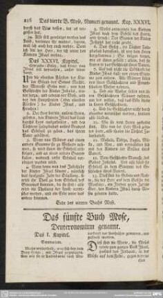 Das fünfte Buch Mose, Deuteronomium genannt